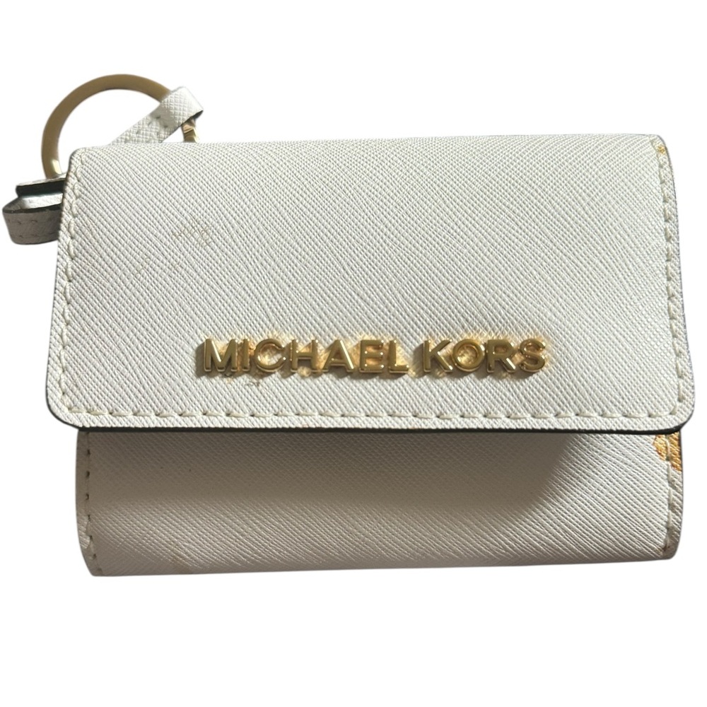 Michael Kors Cream Card Holder with Gold Accents